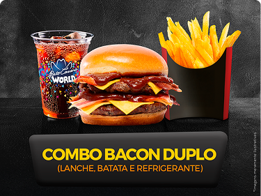 Combo 1 – 1 X Bacon Duplo + 1 copo de refri + 1 batata frita mini